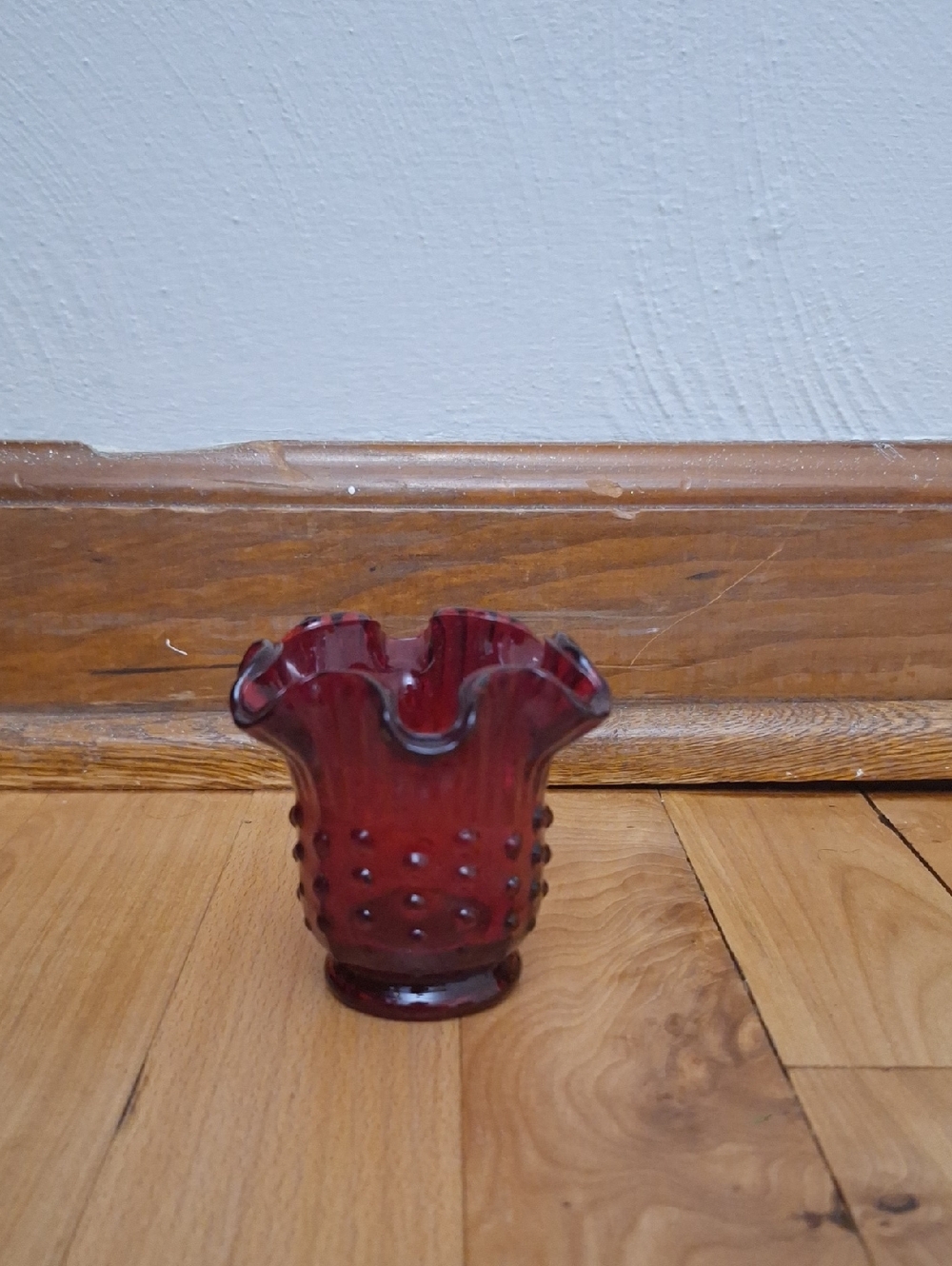 Vintage Cranberry Hobnail Votive Candle Holder